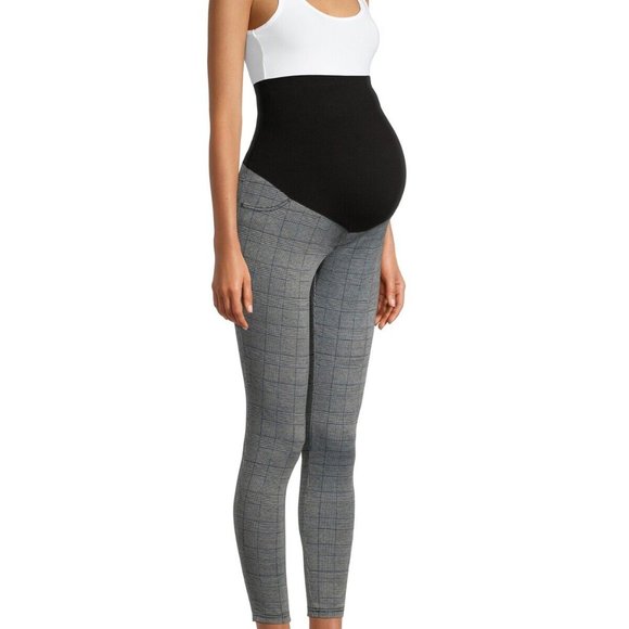 Time & True Womens Maternity Jeggings Size S-XL Gray Plaid Soft & Comfortable - Picture 2 of 8